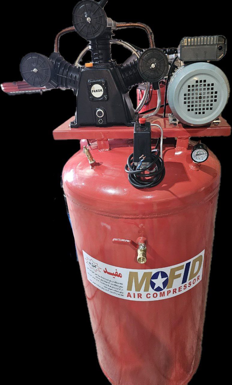 کمپرسور ۳۵۰ لیتری مفید با سه سیلندر 1 کمپرسور ۳۵۰ لیتری، کمپرسور ۳۵۰_350لیتر مفید ۳سیلند ۳۰۶۵ دینام ۳اسب رنگ کوره ای تکفاز